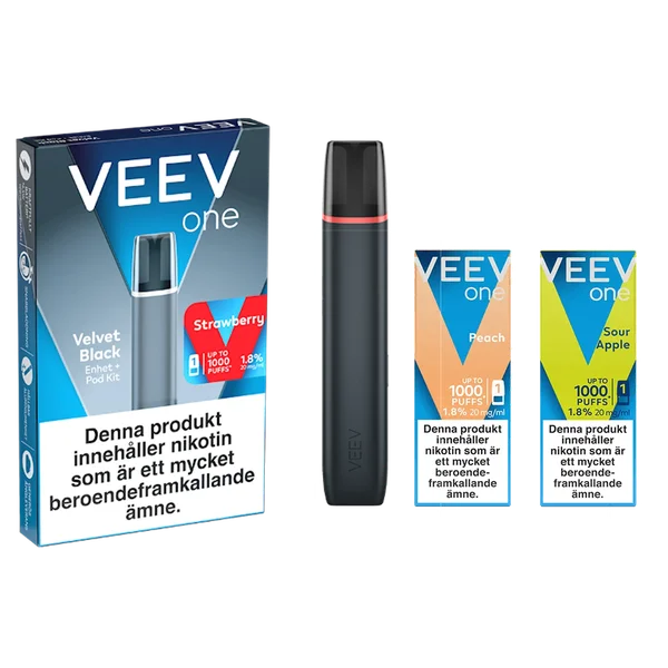 Veev One Velvet Black Device strawberry + 2 poddar