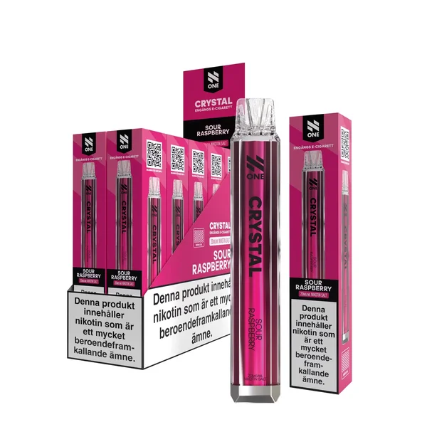 N One Crystal Vape Hallon - Sour Raspberry 20mg - 10 pack