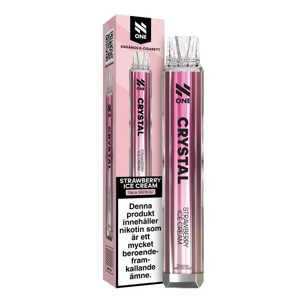 N One Crystal Vape Jordgubbar & Vanilj - Strawberry Ice Cream 20mg - 10 pack