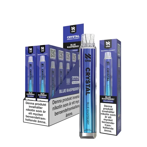 N One Crystal Vape Blå Hallon - Blue Raspberry 20mg - 10 pack