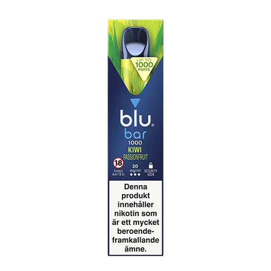 Blu Bar Vape Kiwi & Passionsfrukt - Kiwi Passionsfruit 20mg engångsvape (1000 puffs)