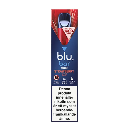 Blu Bar Vape Jordgubb - Strawberry Ice 20mg engångsvape (1000 Puffs)